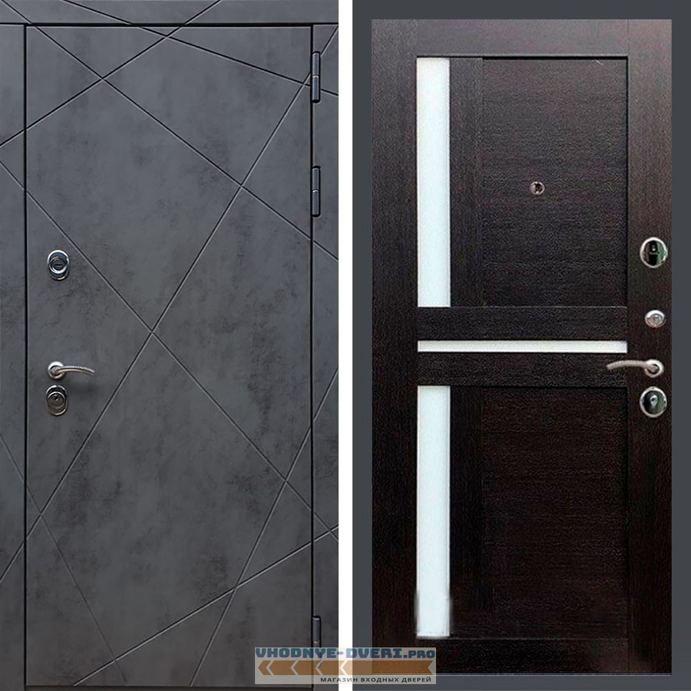 Входная дверь REX (Рекс) 13 Бетон сб-18 венге белое стекло