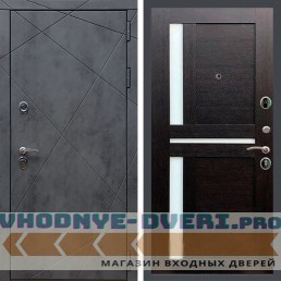 Входная дверь REX (Рекс) 13 Бетон сб-18 венге белое стекло