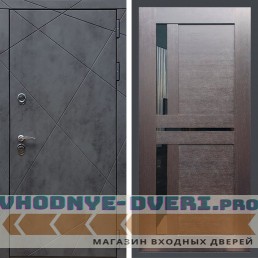 Входная дверь REX (Рекс) 13 Бетон сб-18 венге черное стекло