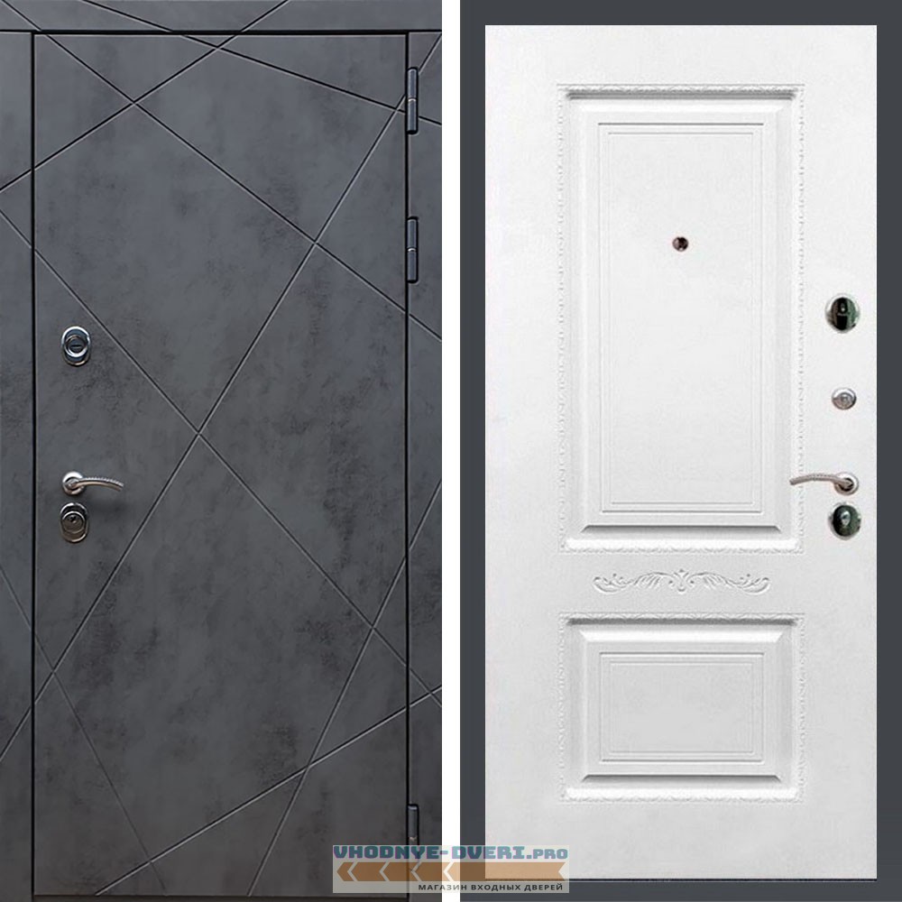 Входная дверь REX (Рекс) 13 Бетон смальта 04 белый матовый
