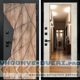 Входная дверь Inteko Авангард + Зеркало бетон светлый