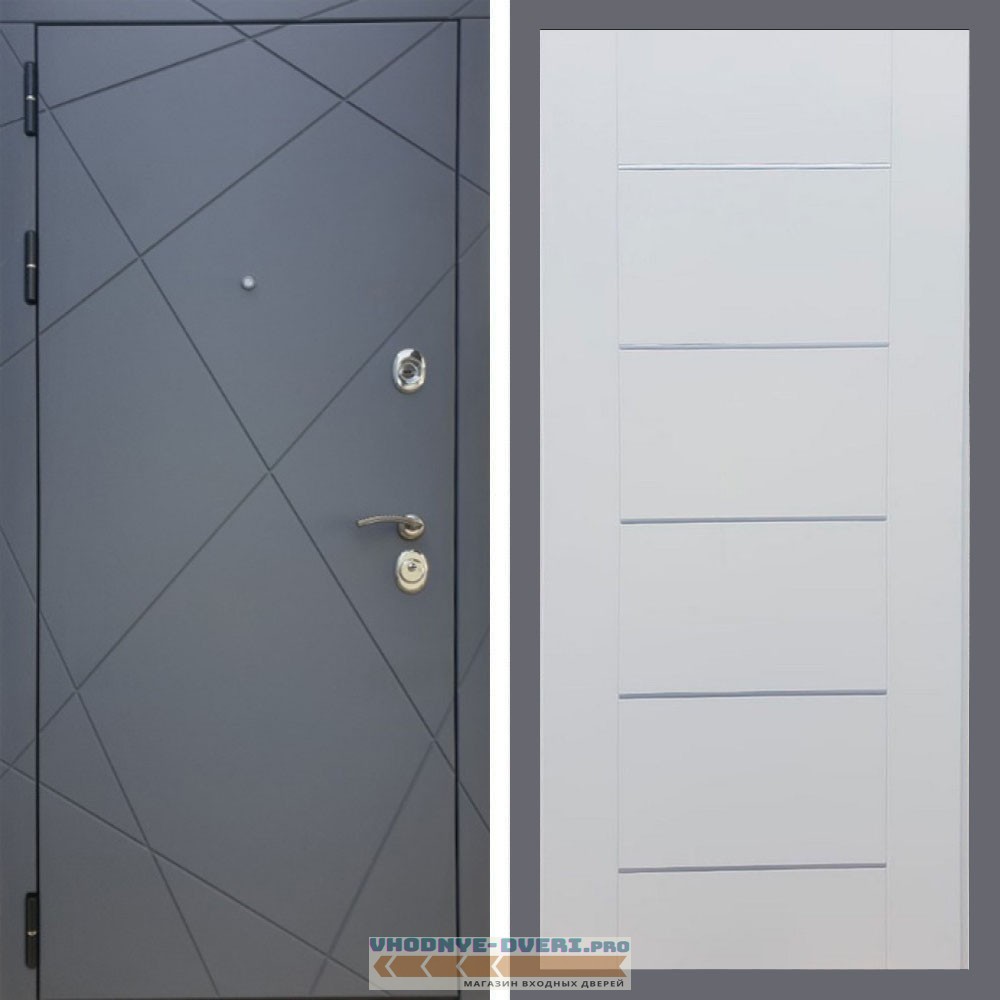 Входная дверь REX (Рекс) 13 Силк Титан B03 молдинги белый ясень