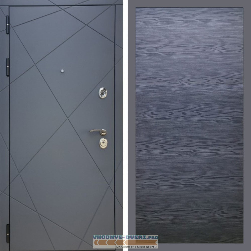 Входная дверь REX (Рекс) 13 Силк Титан дуб тангент черный горизонт софт