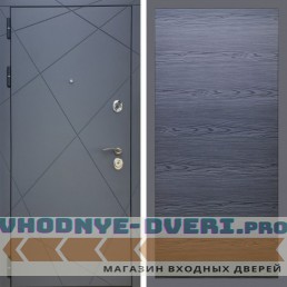 Входная дверь REX (Рекс) 13 Силк Титан дуб тангент черный горизонт софт