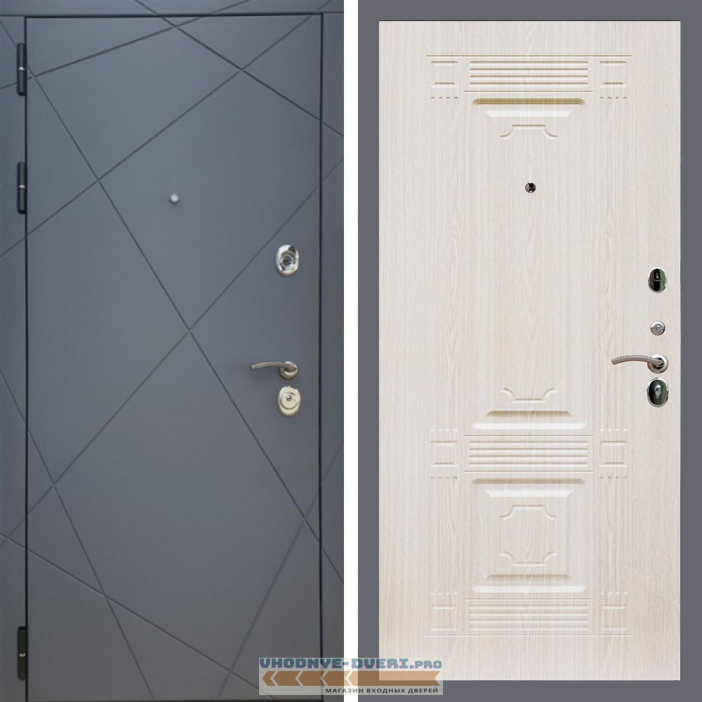 Входная дверь REX (Рекс) 13 Силк Титан ФЛ-2 беленый дуб 16мм