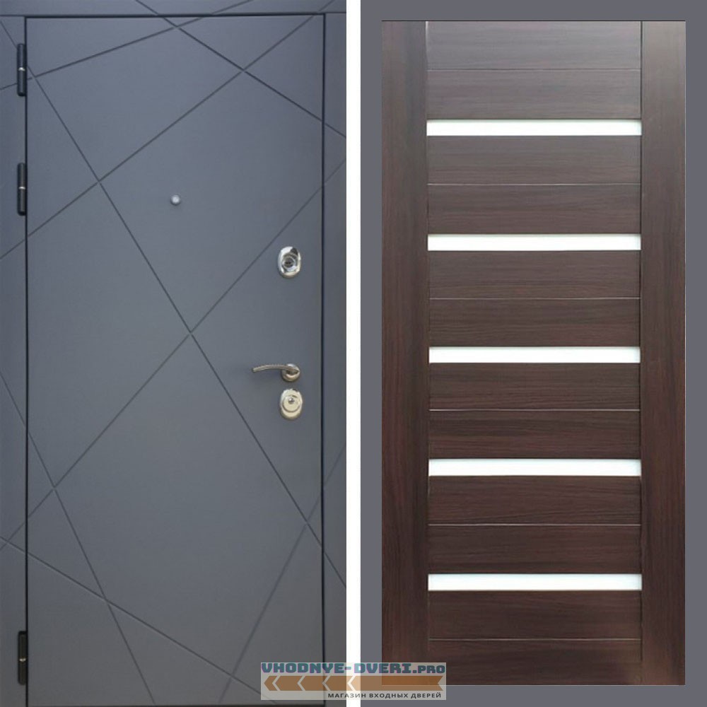 Входная дверь REX (Рекс) 13 Силк Титан сб-14 эковенге белое стекло