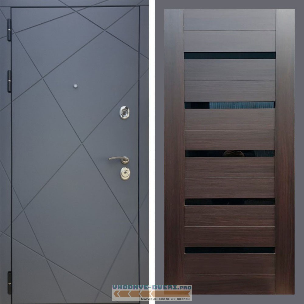 Входная дверь REX (Рекс) 13 Силк Титан сб-14 эковенге черное стекло