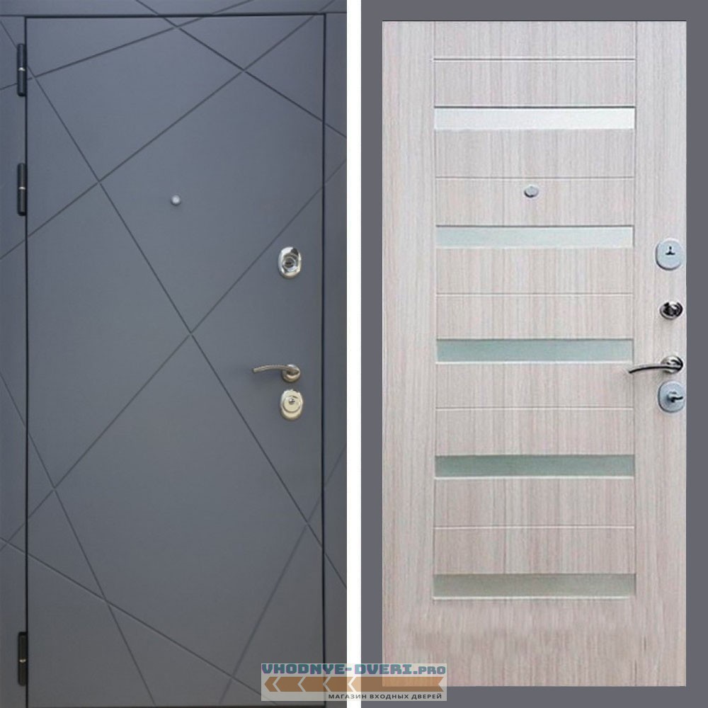 Входная дверь REX (Рекс) 13 Силк Титан СБ-14 сандал светлый белое стекло