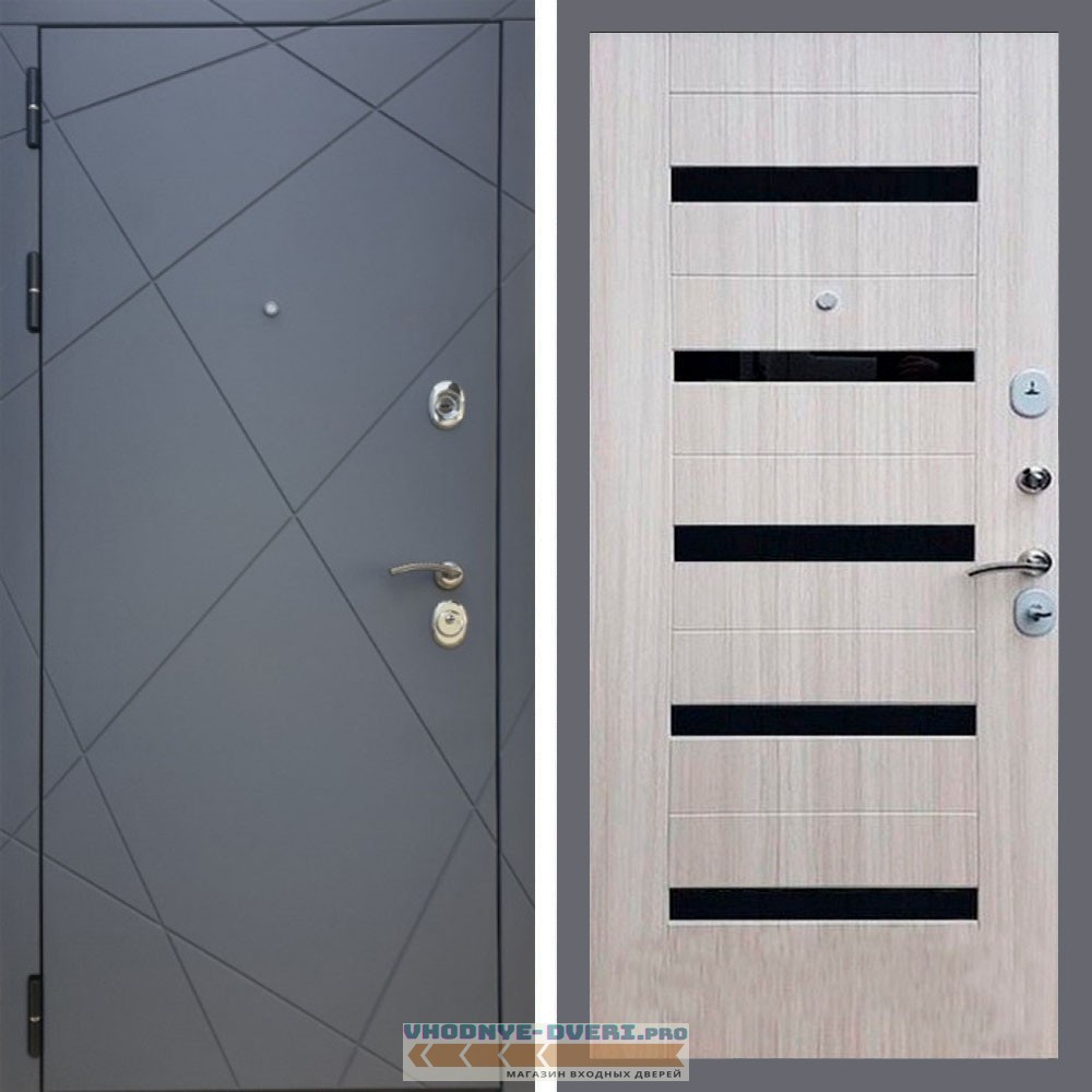 Входная дверь REX (Рекс) 13 Силк Титан СБ-14 сандал светлый черное стекло