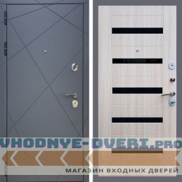 Входная дверь REX (Рекс) 13 Силк Титан СБ-14 сандал светлый черное стекло