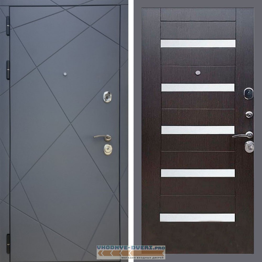 Входная дверь REX (Рекс) 13 Силк Титан сб-14 венге белое стекло