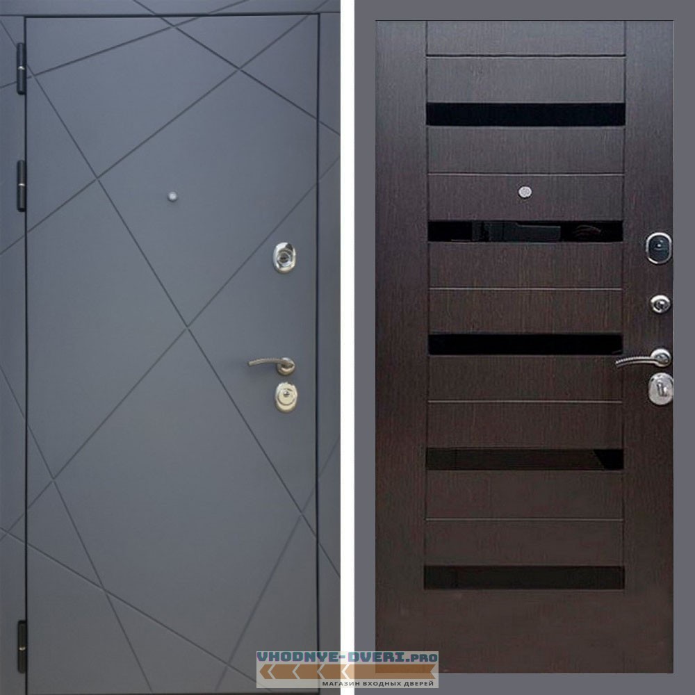 Входная дверь REX (Рекс) 13 Силк Титан сб-14 венге черное стекло
