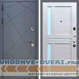 Входная дверь REX (Рекс) 13 Силк Титан сб-18 лиственница бежевая белое стекло