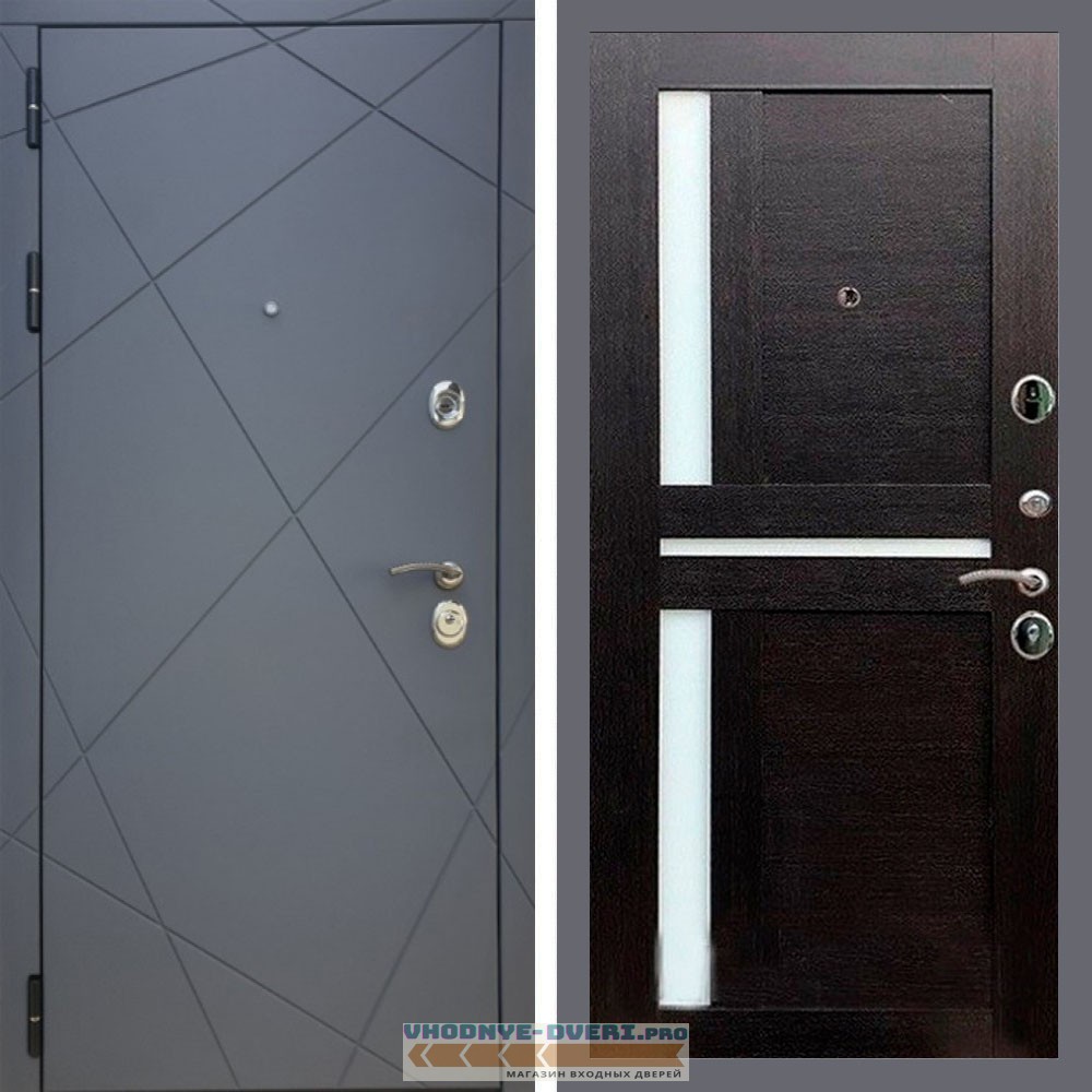 Входная дверь REX (Рекс) 13 Силк Титан сб-18 венге белое стекло