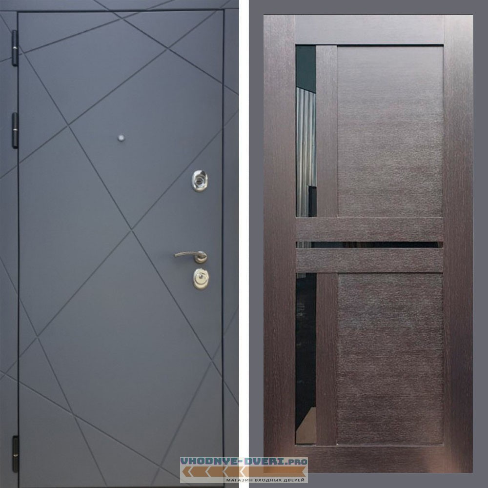 Входная дверь REX (Рекс) 13 Силк Титан сб-18 венге черное стекло