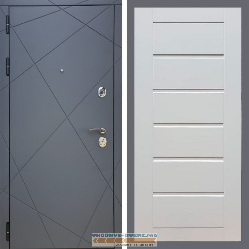 Входная дверь REX (Рекс) 13 Силк Титан сити 16 мм ясень белый