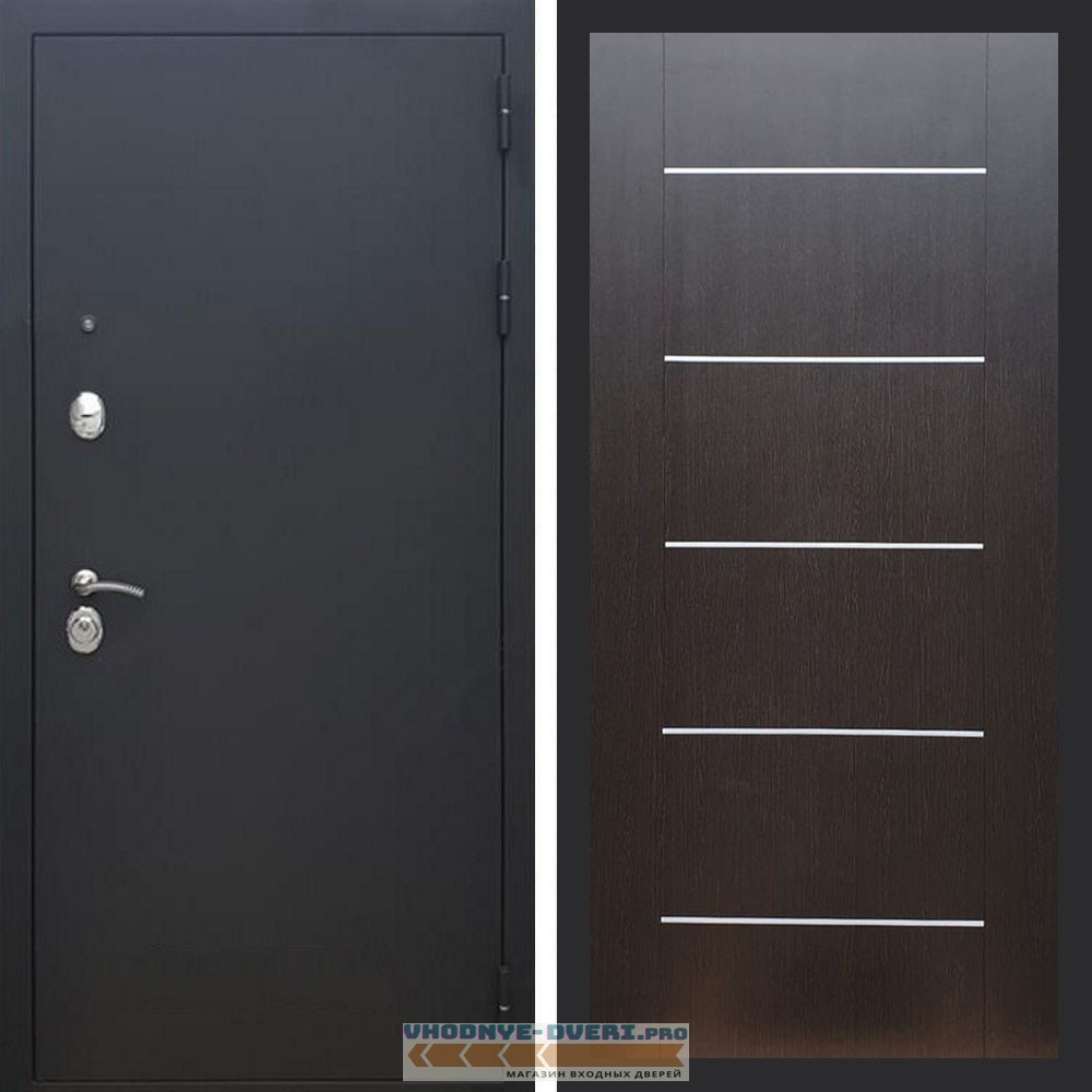 Входная дверь REX (Рекс) 1А Муар Чёрный B03 молдинг венге