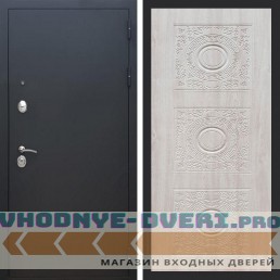 Входная дверь REX (Рекс) 1А Муар Чёрный д-18 сосна белая