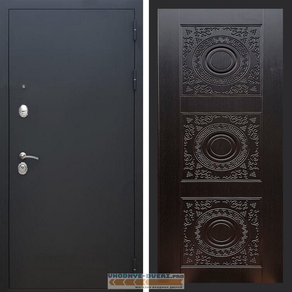 Входная дверь REX (Рекс) 1А Муар Чёрный д-18 венге