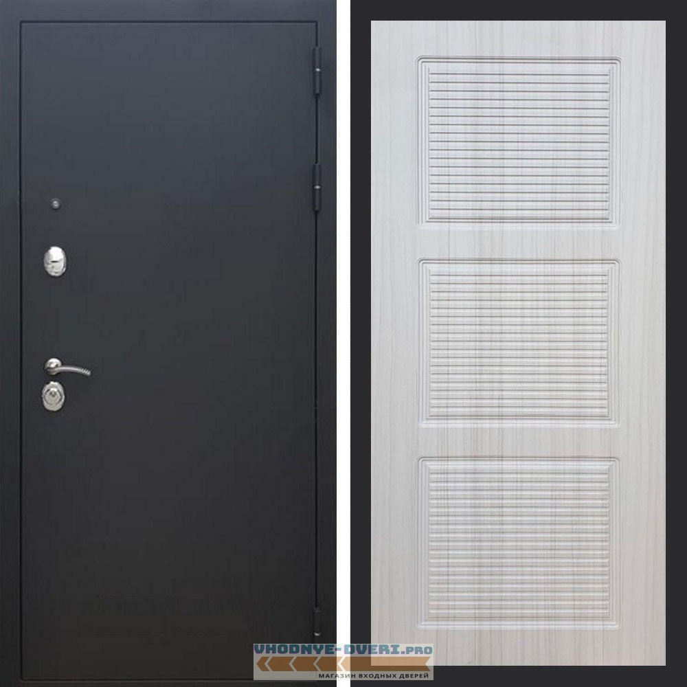 Входная дверь REX (Рекс) 1А Муар Чёрный фл-1 беленый дуб