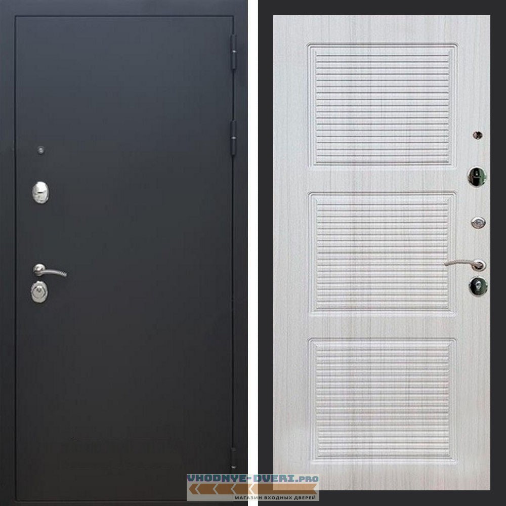 Входная дверь REX (Рекс) 1А Муар Чёрный фл-1 Сандал светлый