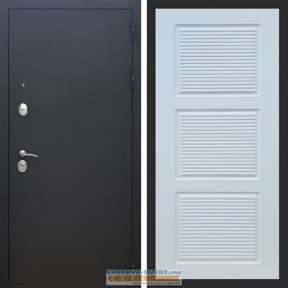 Входная дверь REX (Рекс) 1А Муар Чёрный фл-1 белый матовый