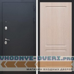 Входная дверь REX (Рекс) 1А Муар Чёрный фл-117 беленый дуб