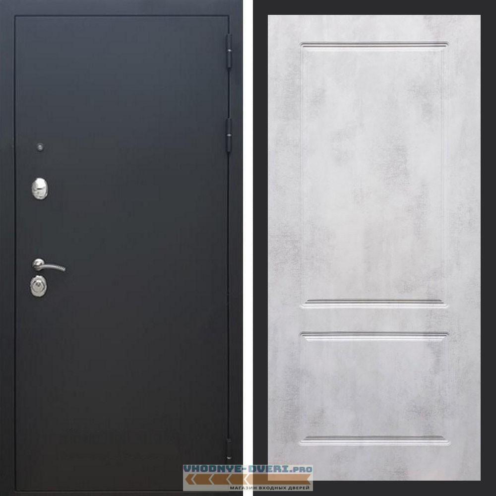 Входная дверь REX (Рекс) 1А Муар Чёрный фл-117 бетон светлый