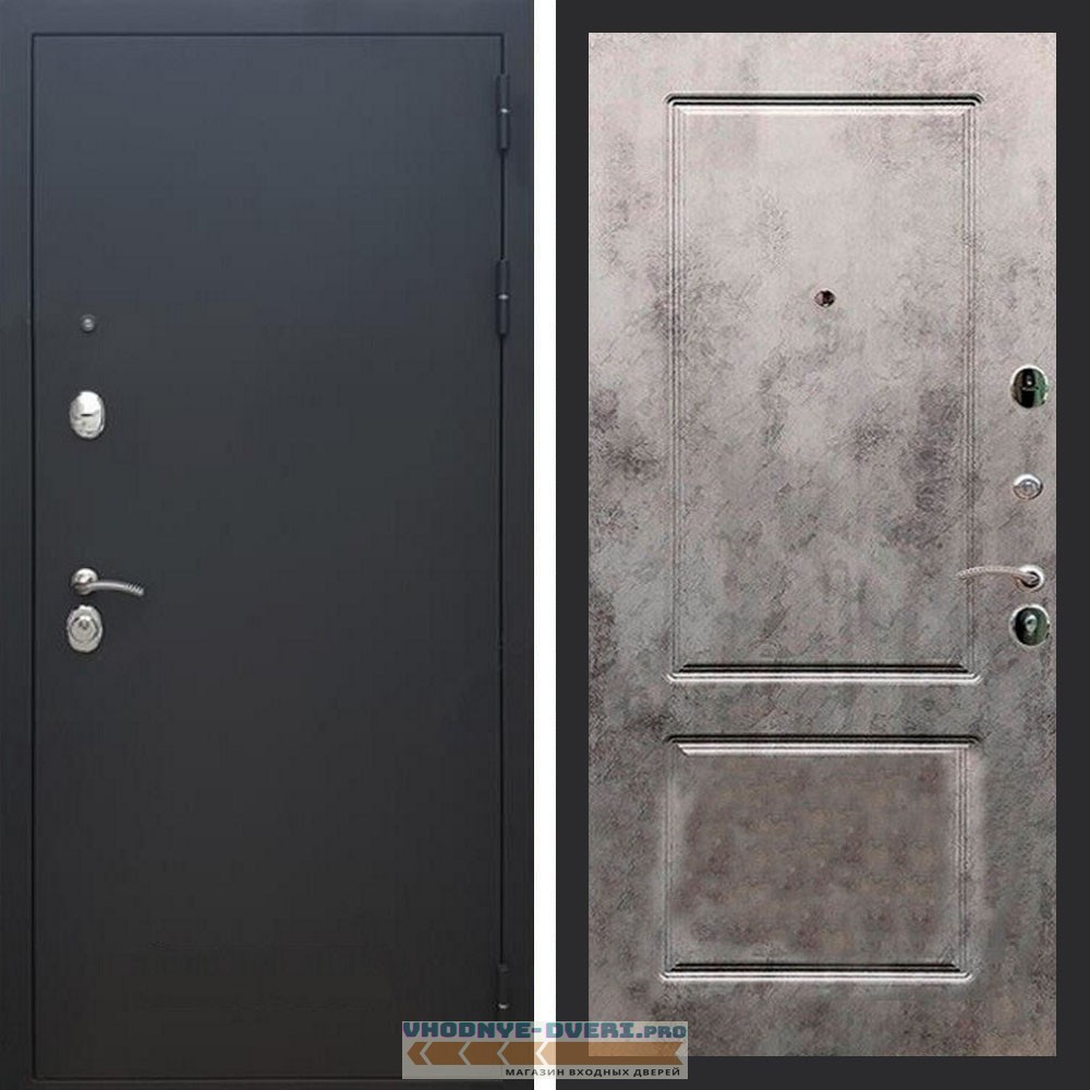Входная дверь REX (Рекс) 1А Муар Чёрный ФЛ-117 бетон темный
