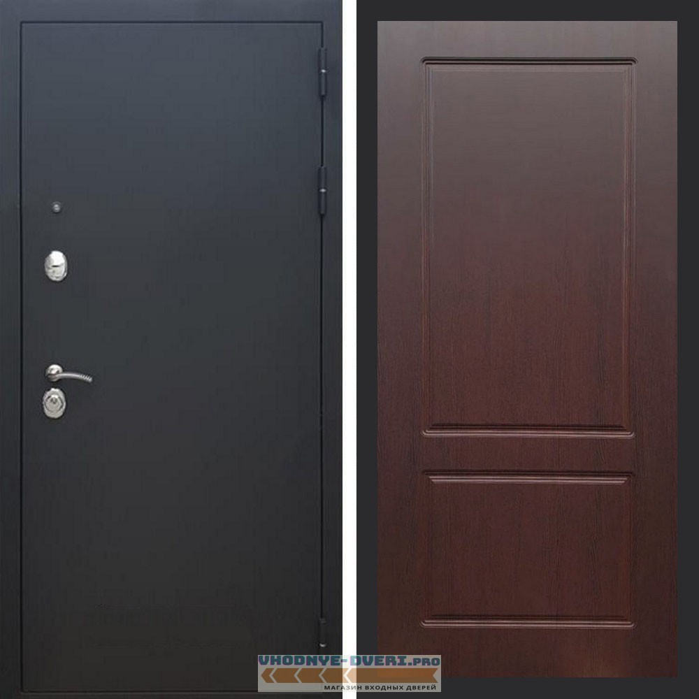 Входная дверь REX (Рекс) 1А Муар Чёрный фл-117 орех премиум