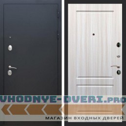 Входная дверь REX (Рекс) 1А Муар Чёрный ФЛ-117 сандал светлый