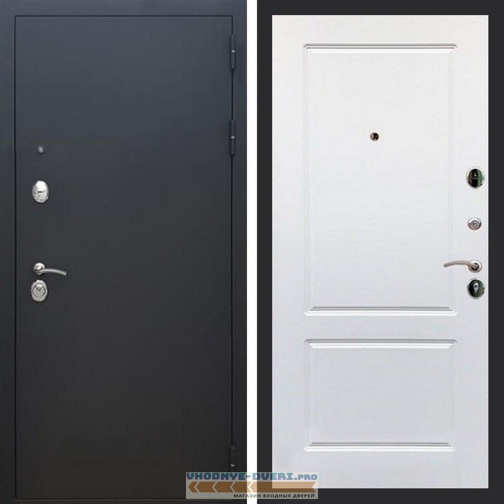 Входная дверь REX (Рекс) 1А Муар Чёрный ФЛ-117 белый матовый