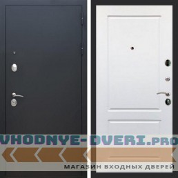 Входная дверь REX (Рекс) 1А Муар Чёрный ФЛ-117 белый матовый