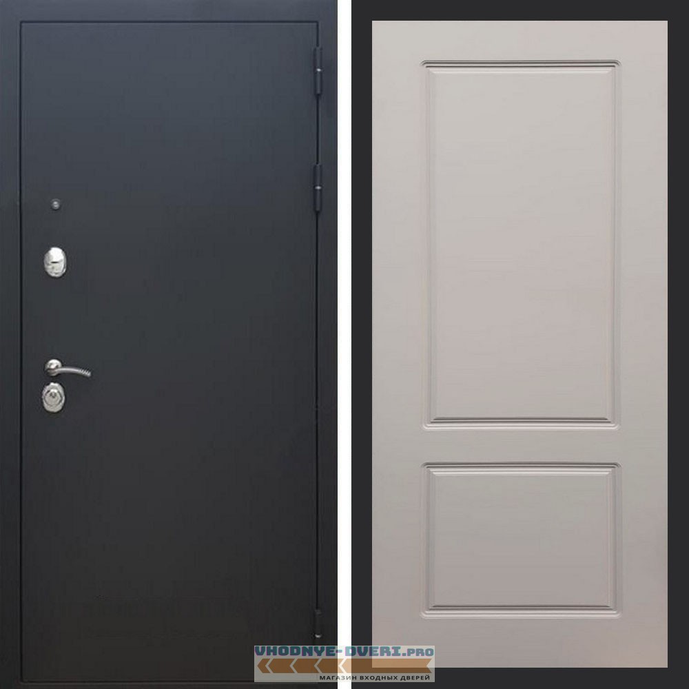 Входная дверь REX (Рекс) 1А Муар Чёрный ФЛ-117 софт грей