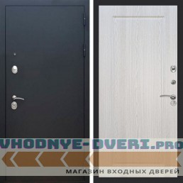 Входная дверь REX (Рекс) 1А Муар Чёрный ФЛ-119 Беленый дуб