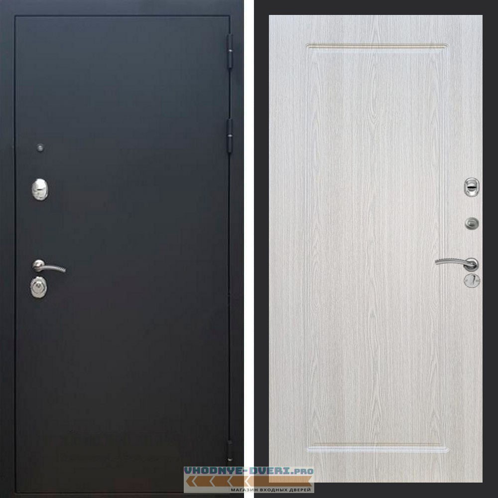 Входная дверь REX (Рекс) 1А Муар Чёрный ФЛ-119 Белый ясень