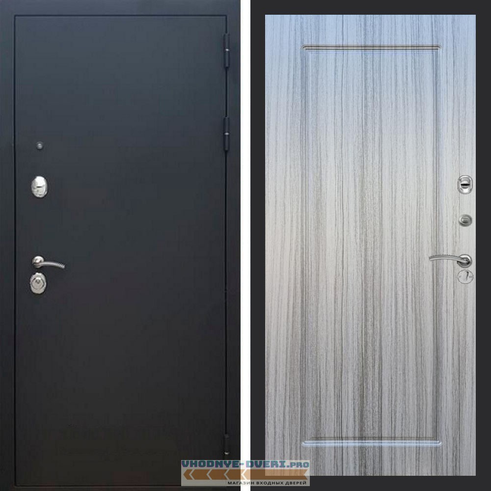 Входная дверь REX (Рекс) 1А Муар Чёрный ФЛ-119 Сандал серый