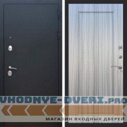 Входная дверь REX (Рекс) 1А Муар Чёрный ФЛ-119 Сандал серый