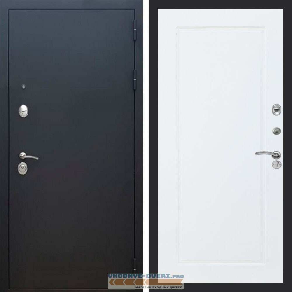 Входная дверь REX (Рекс) 1А Муар Чёрный ФЛ-119 Белый матовый