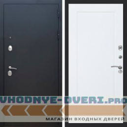 Входная дверь REX (Рекс) 1А Муар Чёрный ФЛ-119 Белый матовый