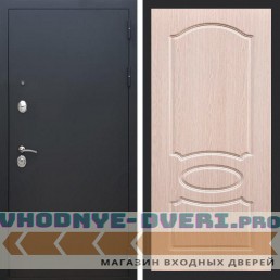 Входная дверь REX (Рекс) 1А Муар Чёрный ФЛ-128 беленый дуб