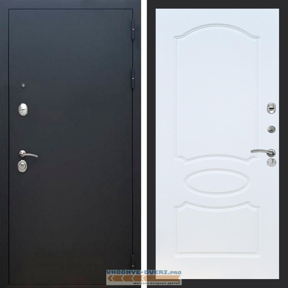 Входная дверь REX (Рекс) 1А Муар Чёрный ФЛ-128 белый ясень