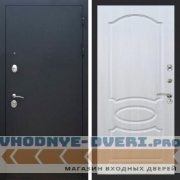 Входная дверь REX (Рекс) 1А Муар Чёрный ФЛ-128 Лиственница бежевая