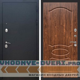 Входная дверь REX (Рекс) 1А Муар Чёрный ФЛ-128 Орех темный