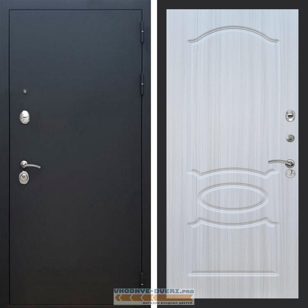 Входная дверь REX (Рекс) 1А Муар Чёрный ФЛ-128 Сандал светлый