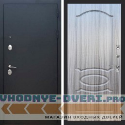 Входная дверь REX (Рекс) 1А Муар Чёрный ФЛ-128 Сандал серый