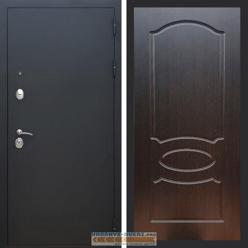 Входная дверь REX (Рекс) 1А Муар Чёрный ФЛ-128 венге