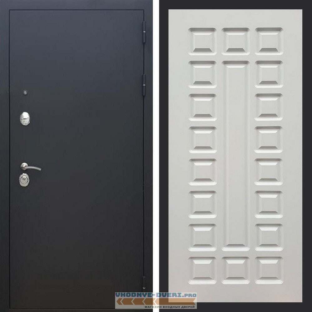 Входная дверь REX (Рекс) 1А Муар Чёрный ФЛ-183 белый ясень