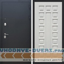 Входная дверь REX (Рекс) 1А Муар Чёрный ФЛ-183 белый ясень