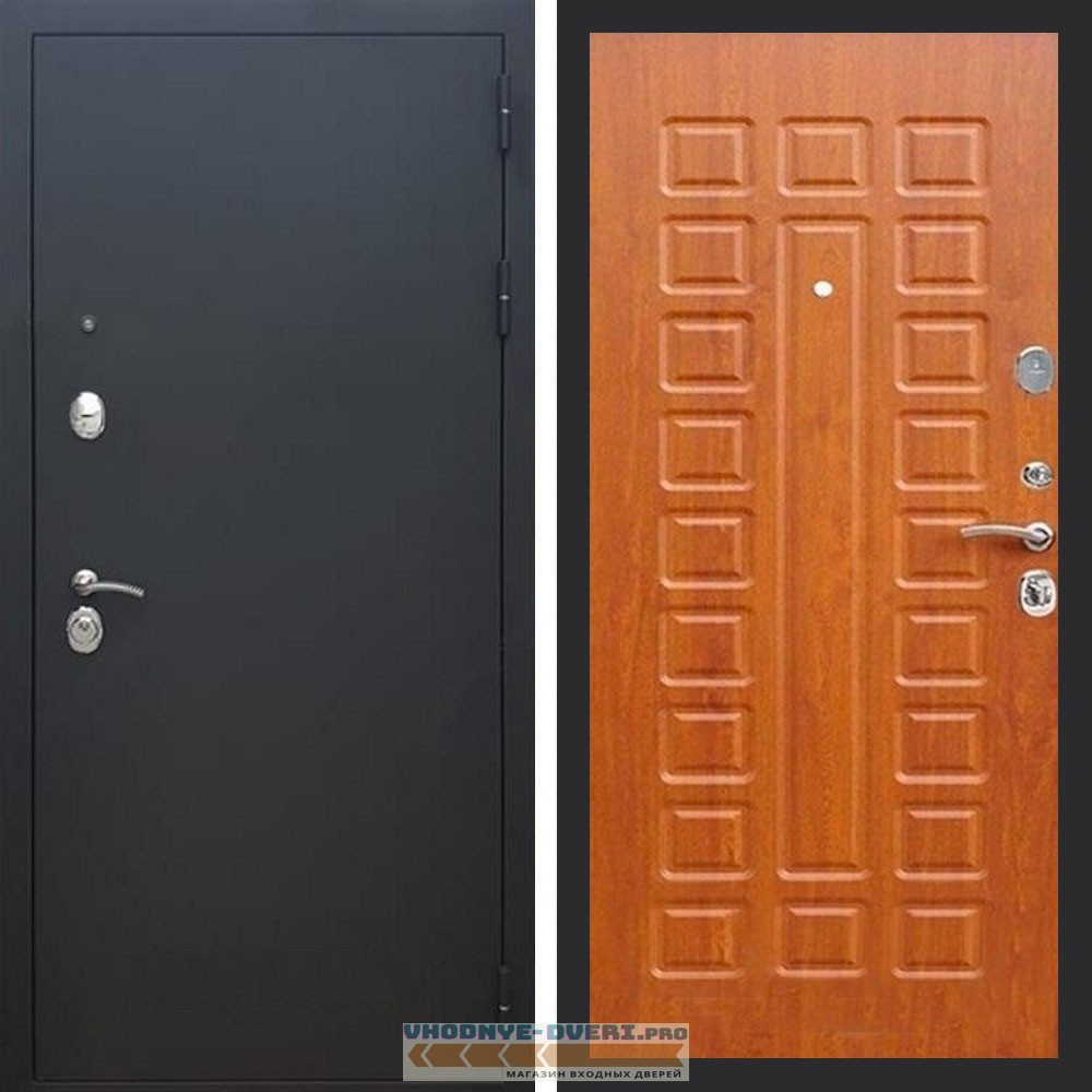 Входная дверь REX (Рекс) 1А Муар Чёрный ФЛ-183 дуб светлый